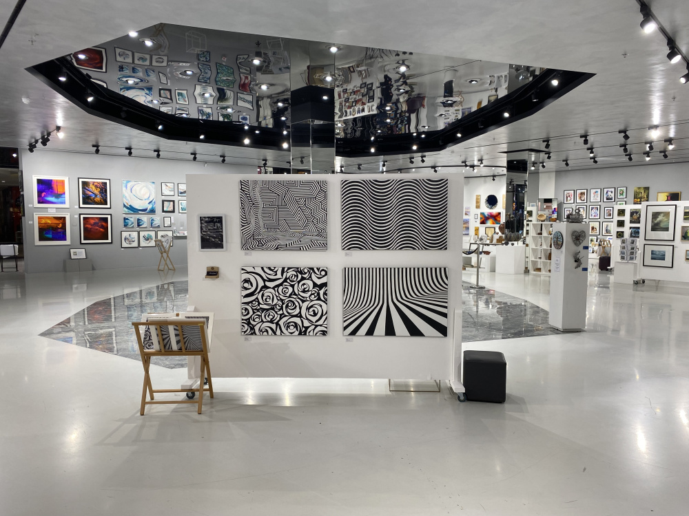 My display of optical art oil paintings at Bluewater in 2022