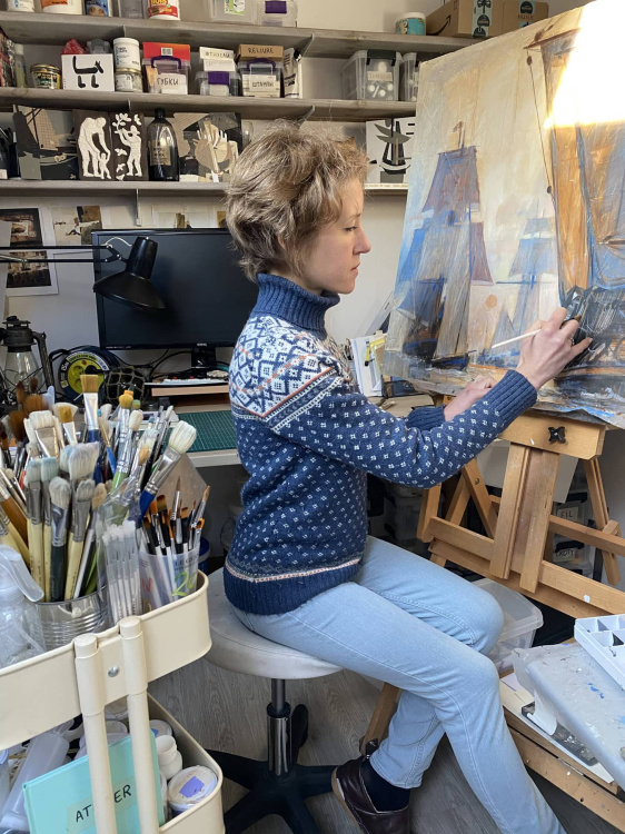 Olga Kataeva-Rochford in the studio