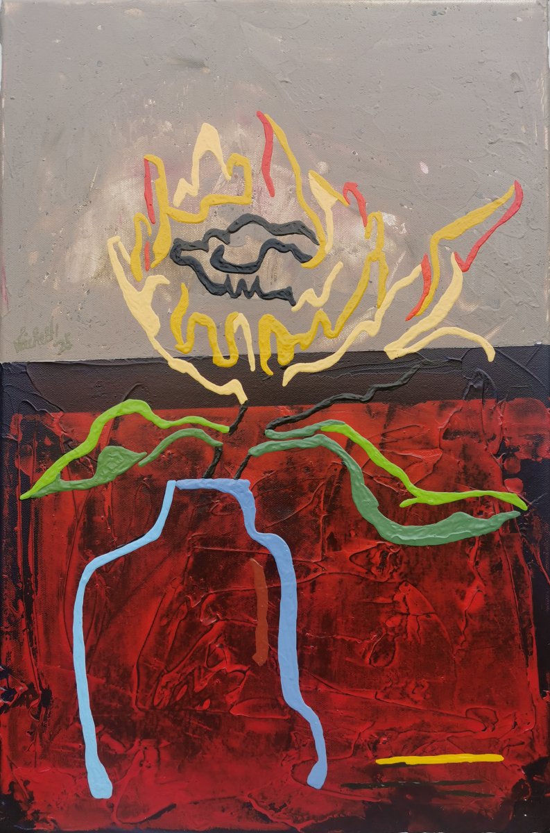 XXIX 2 - Sunflower in a blue vase