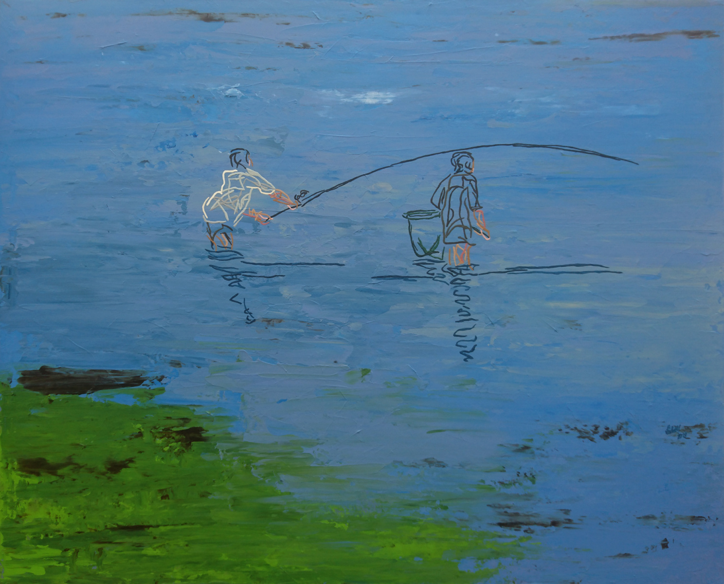 XX 78 - Fishing boys at the beach of Boltenhagen shortly before the rain
