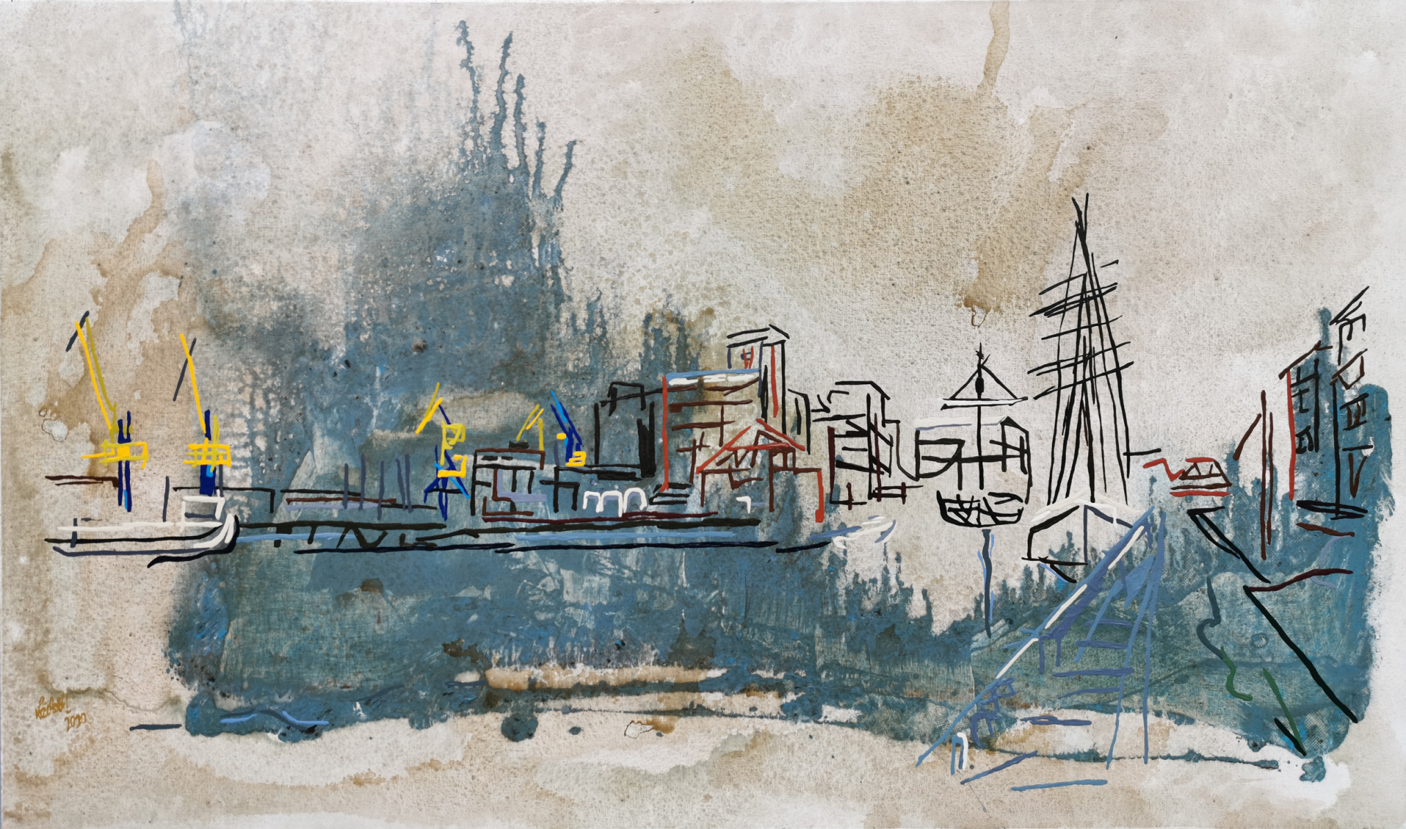 XXV 17 - View of Wismar harbour shortly before the storm surges
