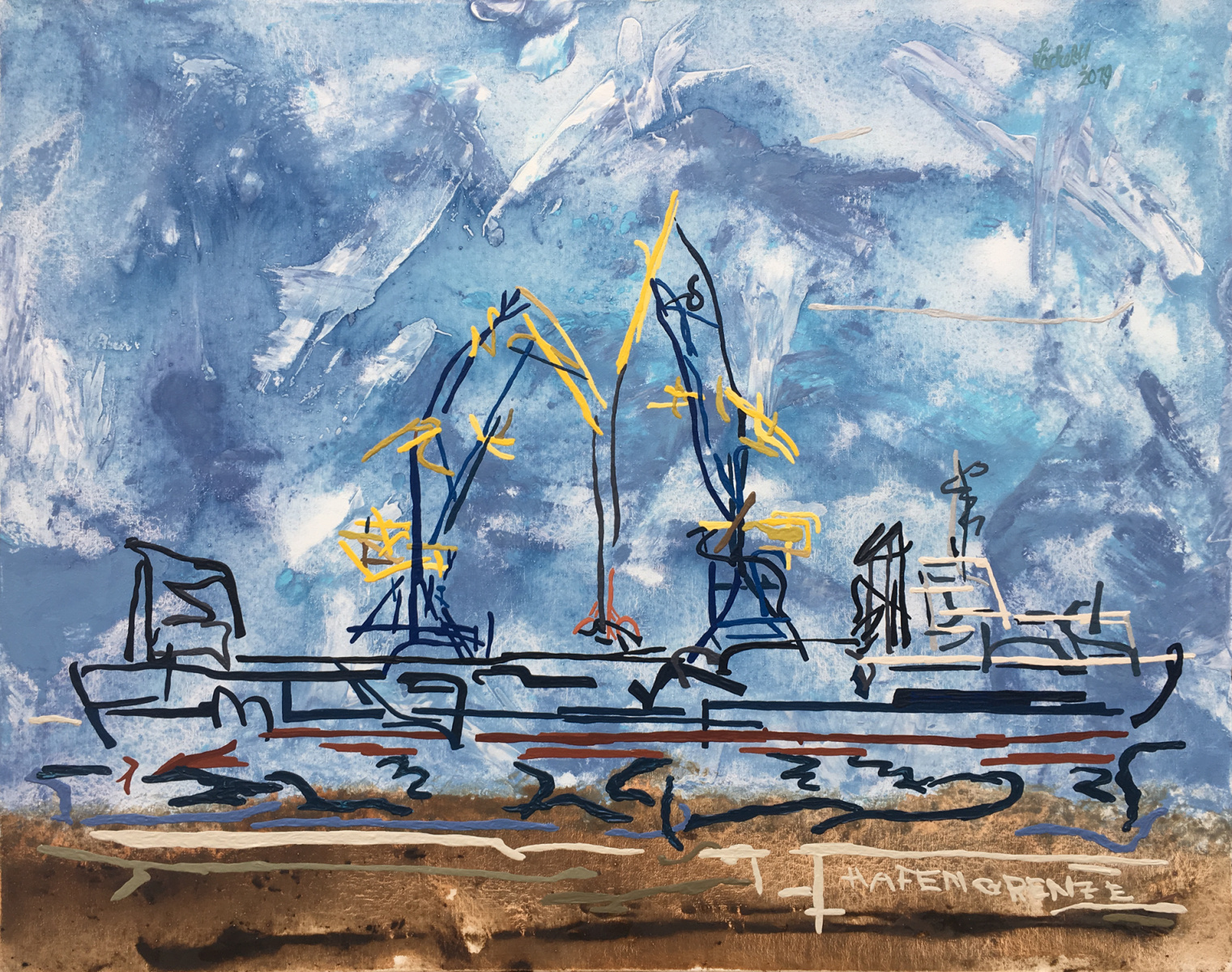 XXV 11 - Eberswalde cranes handling cargo in Wismar Harbour