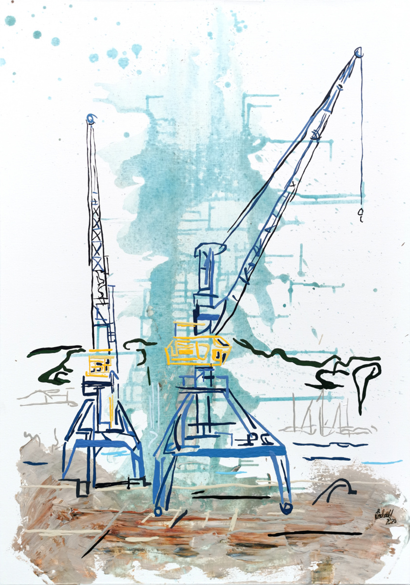 XXV 25 - Petersdorfer cranes in Rostock city port