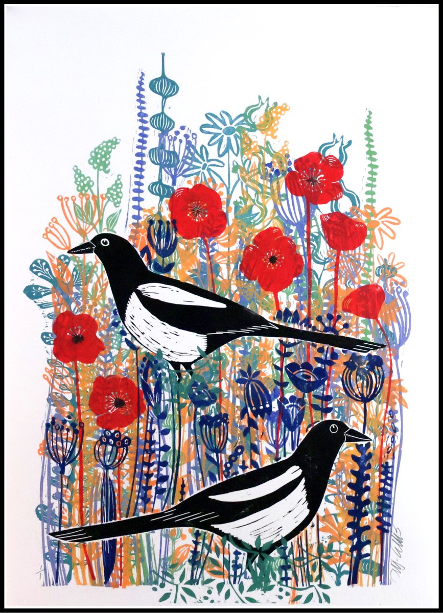 Magpies in the Poppies, No. 3973