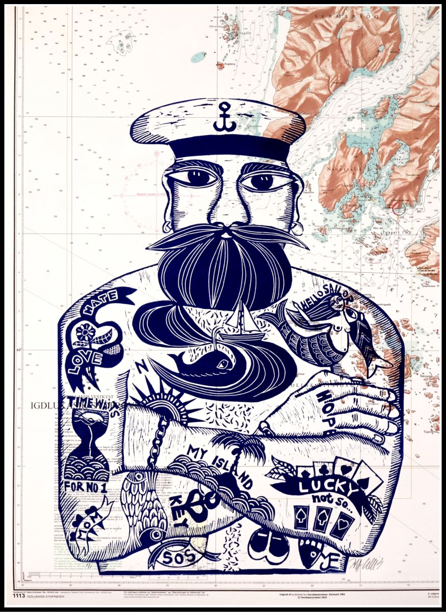 Sailor on vintage Greenland map, Nr. 4033