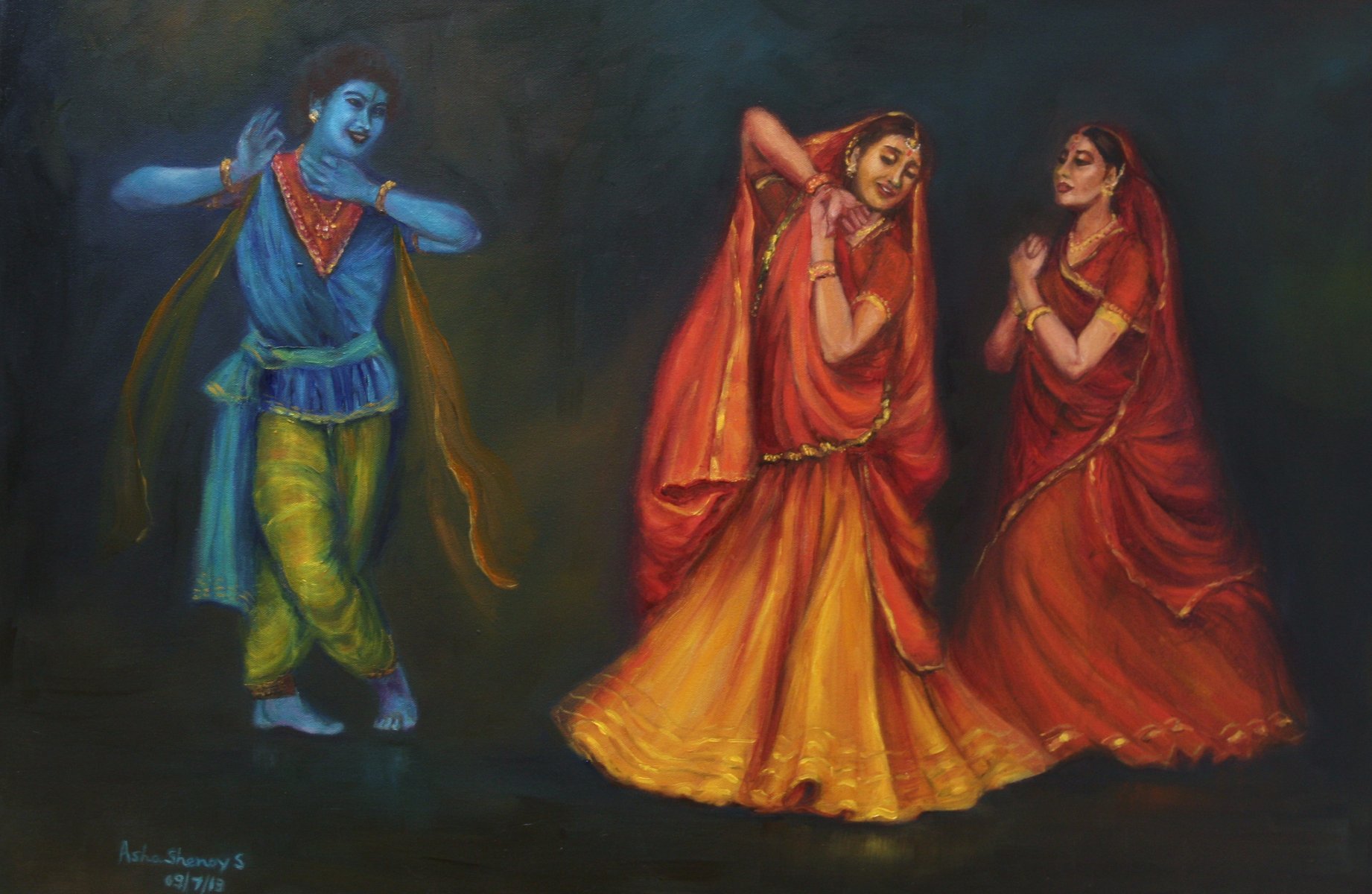 Krishna mesmerising the Gopis