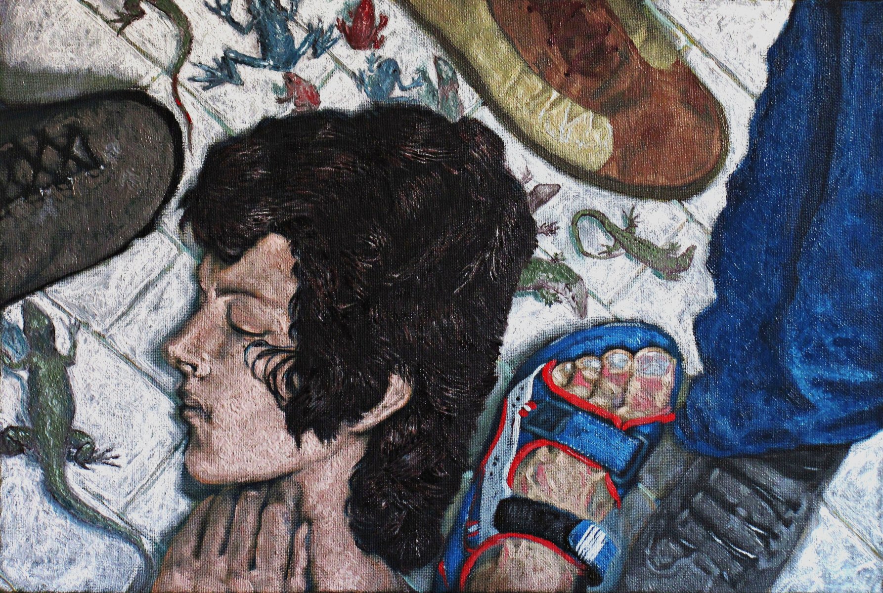 Sleeping on the sidewalk