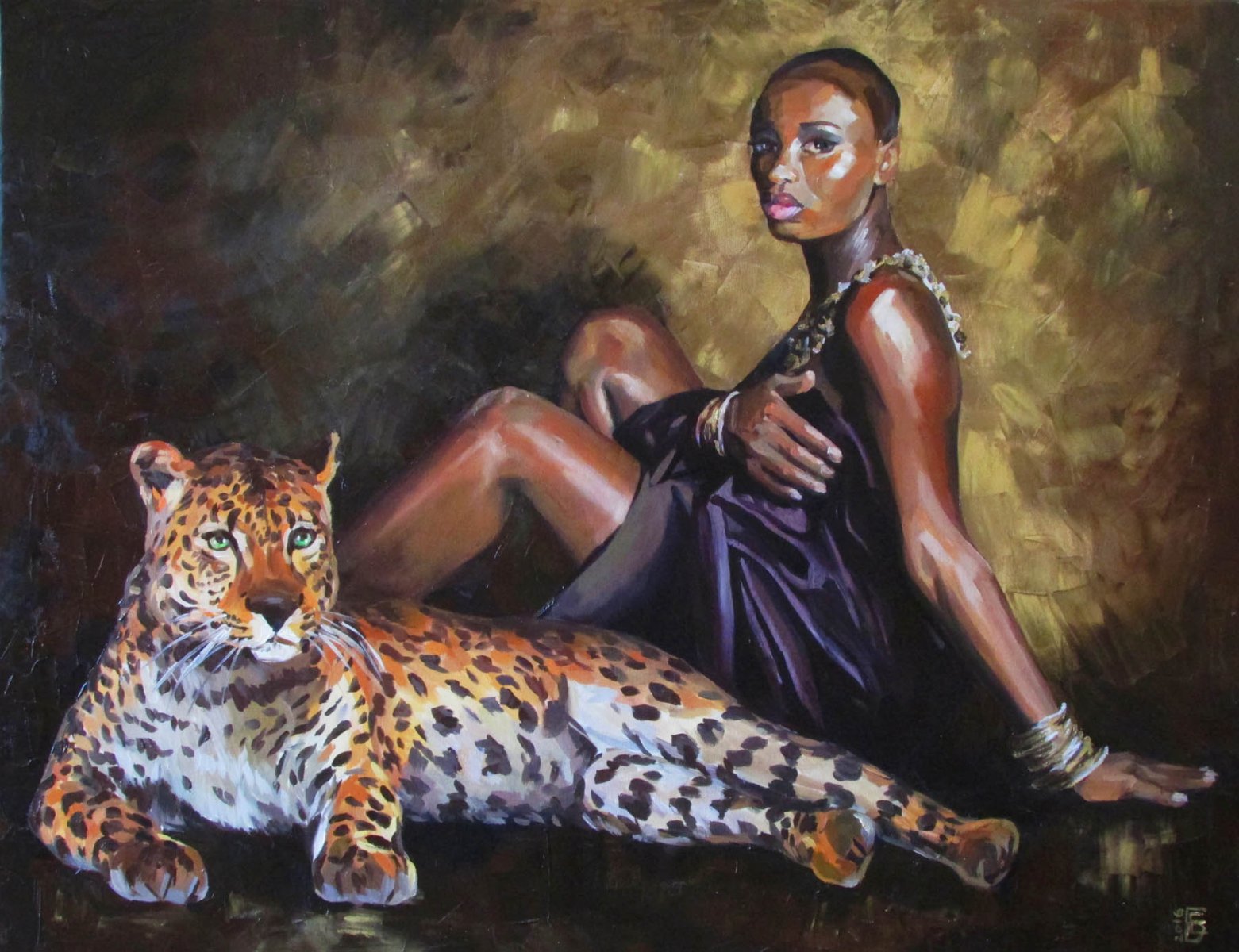 Girl with leopard