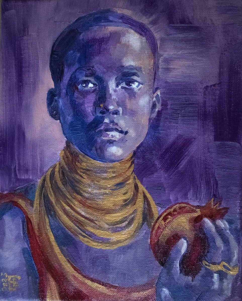 Girl with golden garnet