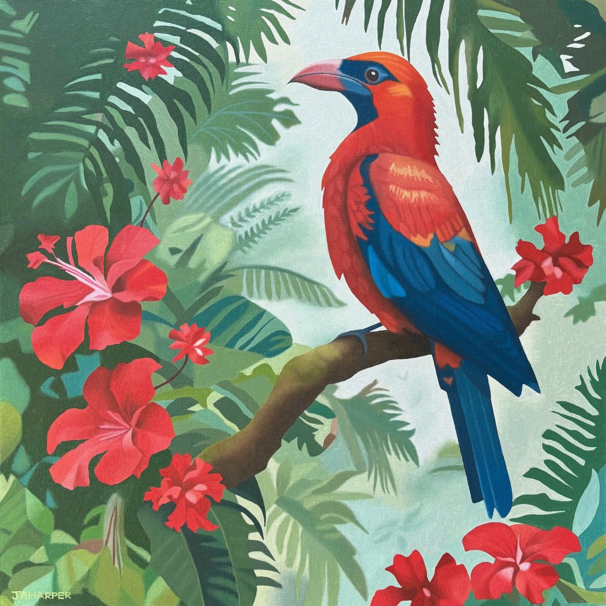 Tropical Bird With Red