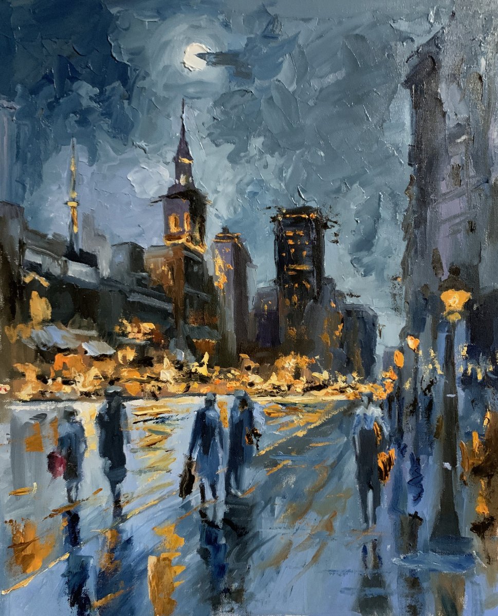 Night city lights.