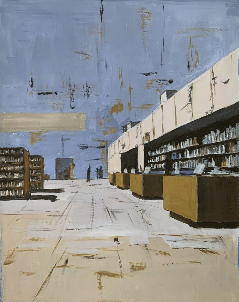 Public Library Aisles in Blue Light., No. 3972