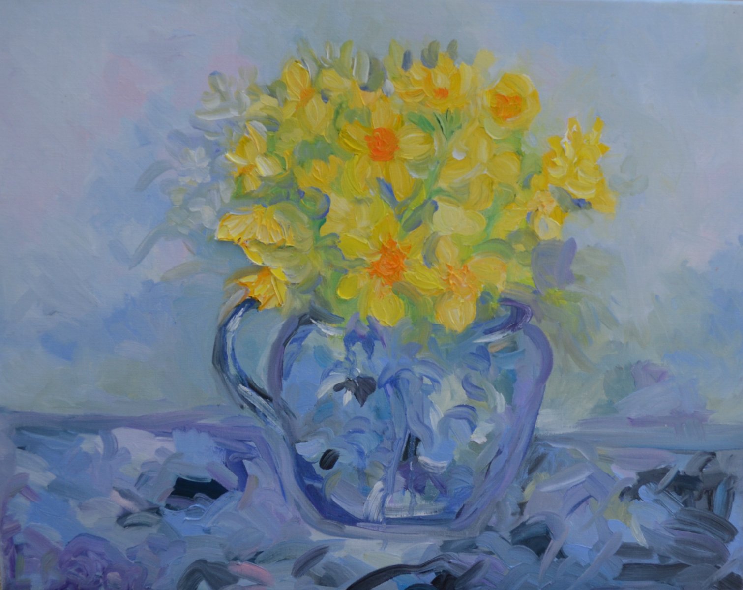 Daffodils in Blue Jug