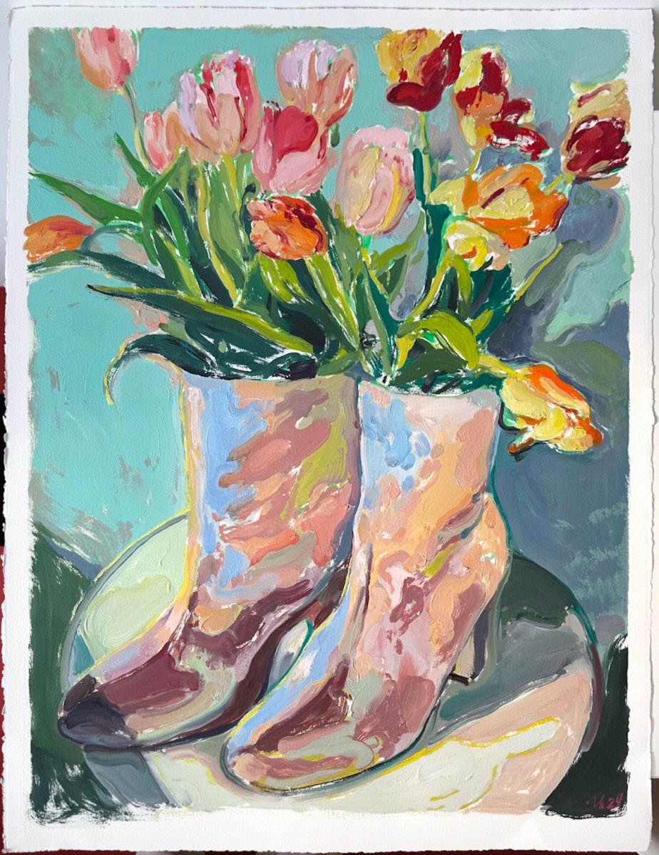 Tulips in boots