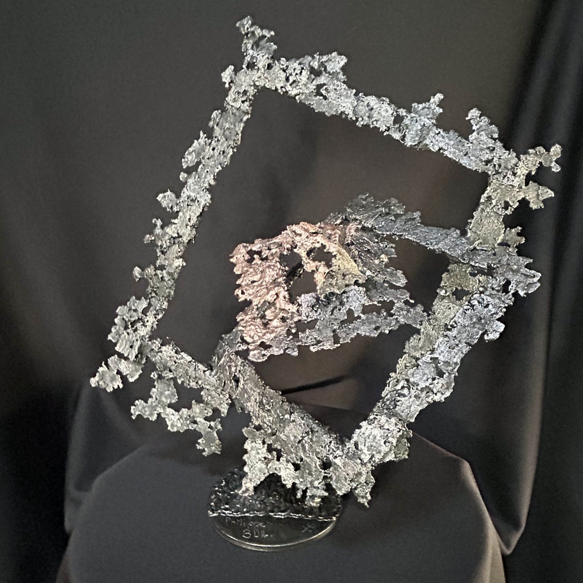 The Threshold Diamond – Contemporary Geometric Steel Lace Sculpture in Steel  Bronze